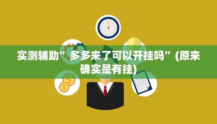 实测辅助”多多来了可以开挂吗”(原来确实是有挂)