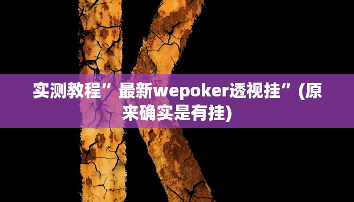 推荐一款“wepoker辅助挂透视作弊软件”原来真可以开挂