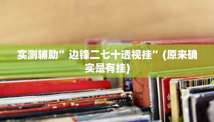 实测辅助”边锋二七十透视挂”(原来确实是有挂)