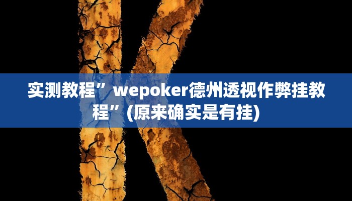 实测教程”wepoker德州透视作弊挂教程”(原来确实是有挂)