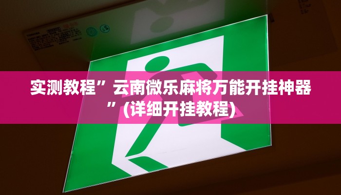 实测教程”云南微乐麻将万能开挂神器”(详细开挂教程)