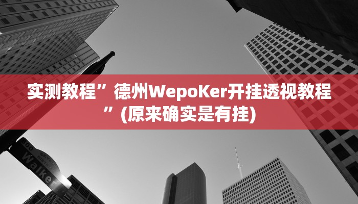 实测教程”德州WepoKer开挂透视教程”(原来确实是有挂)