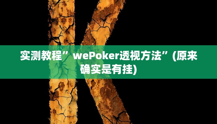 实测教程”wePoker透视方法”(原来确实是有挂)
