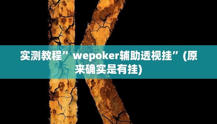 实测教程”wepoker辅助透视挂”(原来确实是有挂)