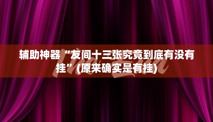 辅助神器“友间十三张究竟到底有没有挂”(原来确实是有挂)