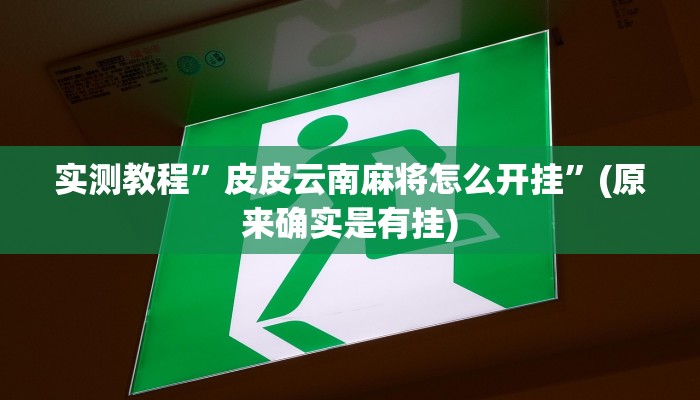 实测教程”皮皮云南麻将怎么开挂”(原来确实是有挂)
