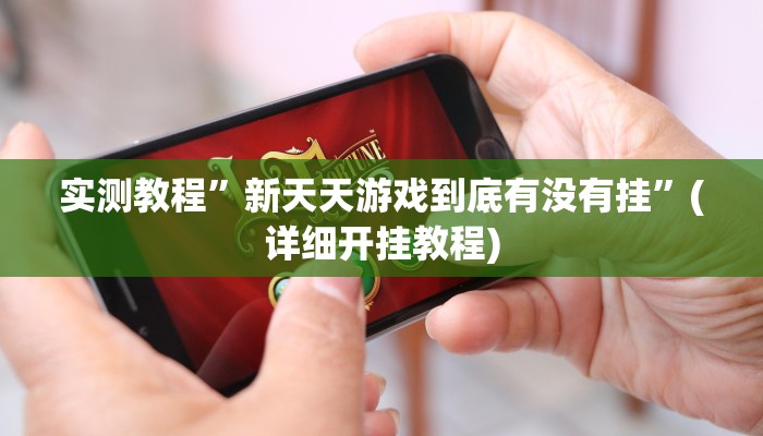 实测教程”新天天游戏到底有没有挂”(详细开挂教程)