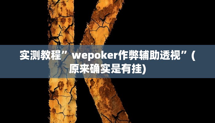 实测教程”wepoker作弊辅助透视”(原来确实是有挂)