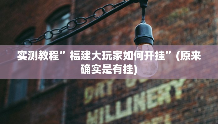 实测教程”福建大玩家如何开挂”(原来确实是有挂)
