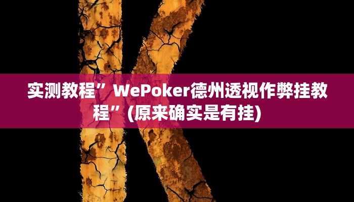 实测教程”WePoker德州透视作弊挂教程”(原来确实是有挂)