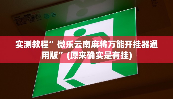 实测教程”微乐云南麻将万能开挂器通用版”(原来确实是有挂)
