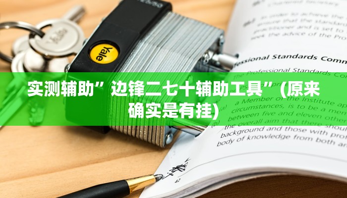 实测辅助”边锋二七十辅助工具”(原来确实是有挂)