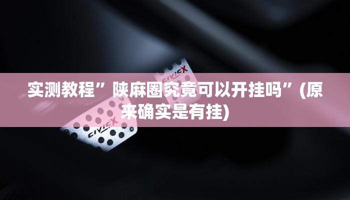 实测教程”陕麻圈究竟可以开挂吗”(原来确实是有挂)
