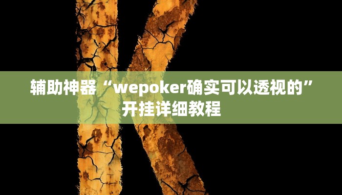 辅助神器“wepoker确实可以透视的”开挂详细教程