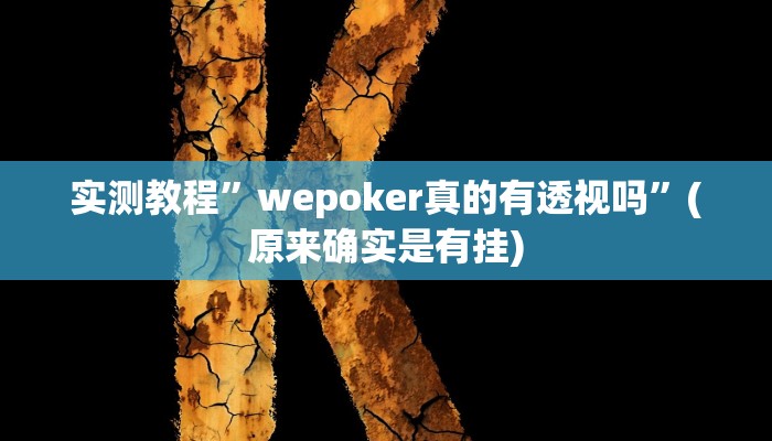 实测教程”wepoker真的有透视吗”(原来确实是有挂)