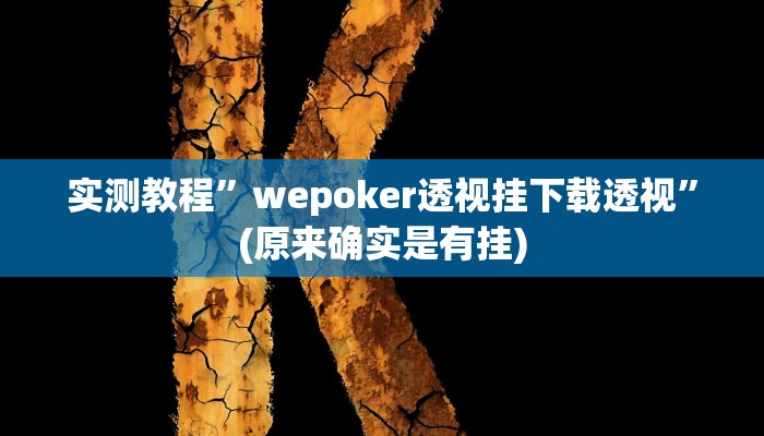 实测教程”wepoker透视挂下载透视”(原来确实是有挂)