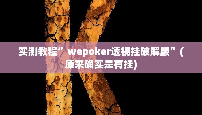 实测教程”wepoker透视挂破解版”(原来确实是有挂)