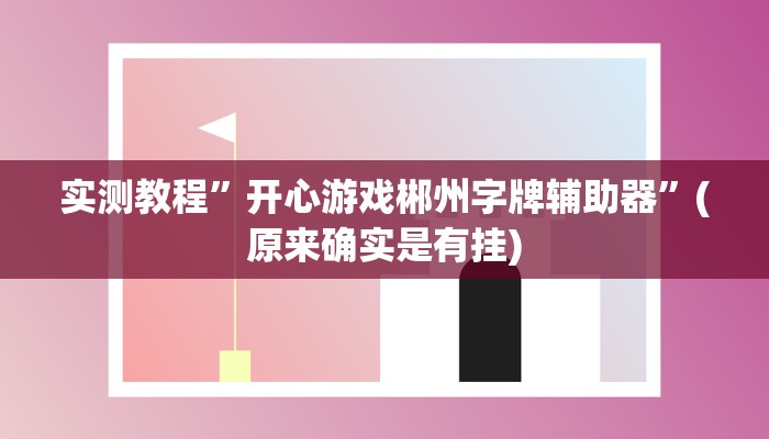 实测教程”开心游戏郴州字牌辅助器”(原来确实是有挂)