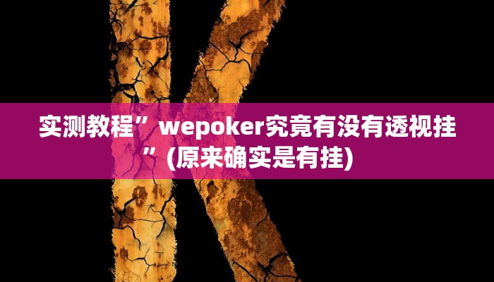 实测教程”wepoker究竟有没有透视挂”(原来确实是有挂)