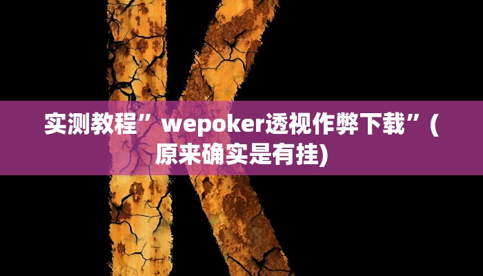 实测教程”wepoker透视作弊下载”(原来确实是有挂)