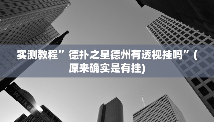 实测教程”德扑之星德州有透视挂吗”(原来确实是有挂)