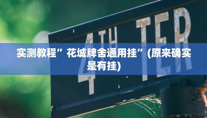 实测教程”花城牌舍通用挂”(原来确实是有挂)