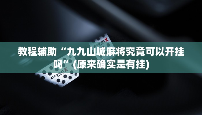 教程辅助“九九山城麻将究竟可以开挂吗”(原来确实是有挂)