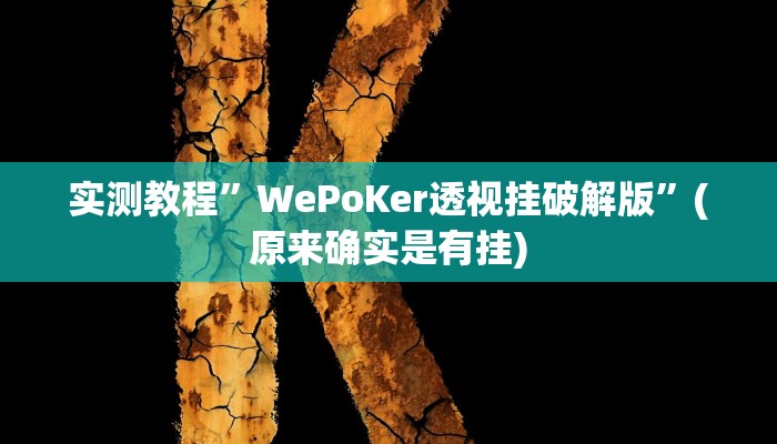 实测教程”WePoKer透视挂破解版”(原来确实是有挂)