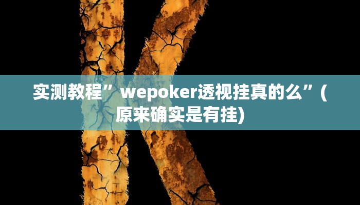 实测教程”wepoker透视挂真的么”(原来确实是有挂)