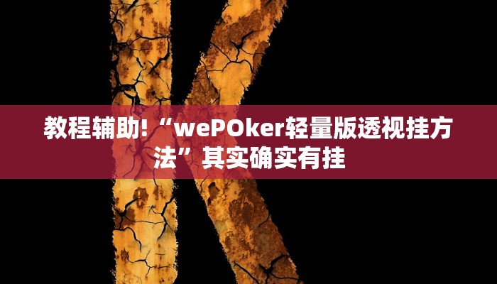 教程辅助!“wePOker轻量版透视挂方法”其实确实有挂