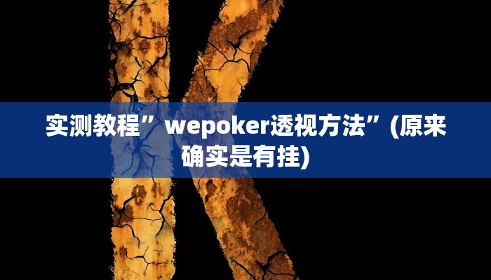 实测教程”wepoker透视方法”(原来确实是有挂)