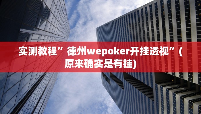 实测教程”德州wepoker开挂透视”(原来确实是有挂)
