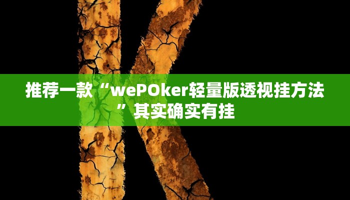 推荐一款“wePOker轻量版透视挂方法”其实确实有挂
