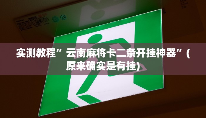 实测教程”云南麻将卡二条开挂神器”(原来确实是有挂)