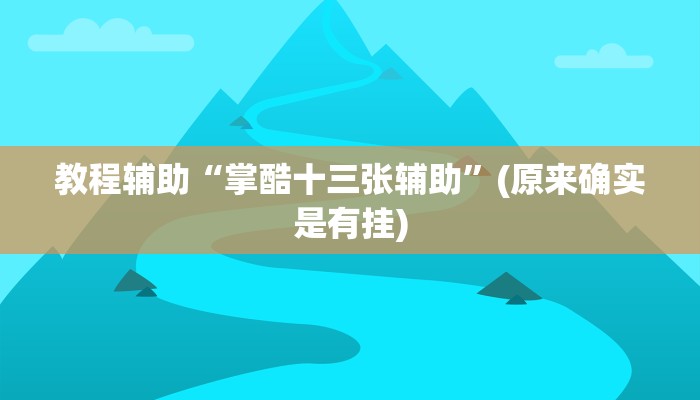 教程辅助“掌酷十三张辅助”(原来确实是有挂)