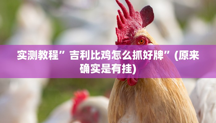 实测教程”吉利比鸡怎么抓好牌”(原来确实是有挂)