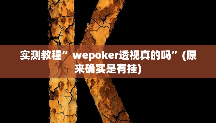 实测教程”wepoker透视真的吗”(原来确实是有挂)