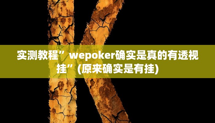 实测教程”wepoker确实是真的有透视挂”(原来确实是有挂)