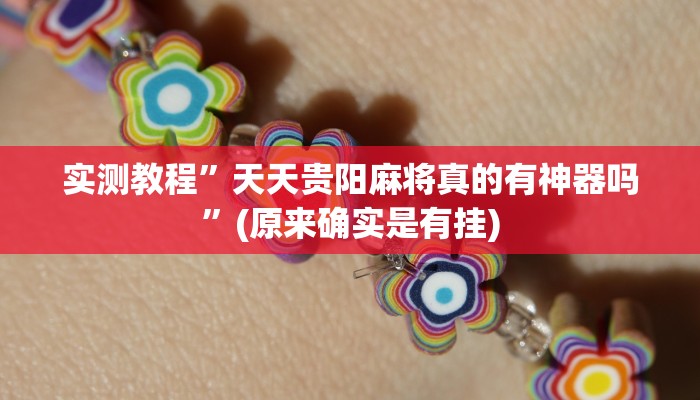 实测教程”天天贵阳麻将真的有神器吗”(原来确实是有挂)