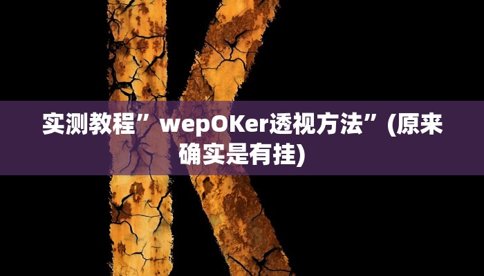 实测教程”wepOKer透视方法”(原来确实是有挂)