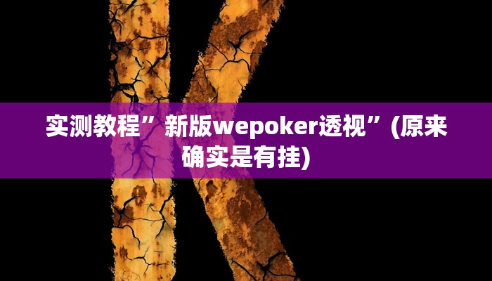 实测教程”新版wepoker透视”(原来确实是有挂)