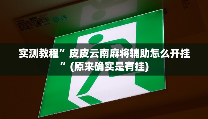 实测教程”皮皮云南麻将辅助怎么开挂”(原来确实是有挂)