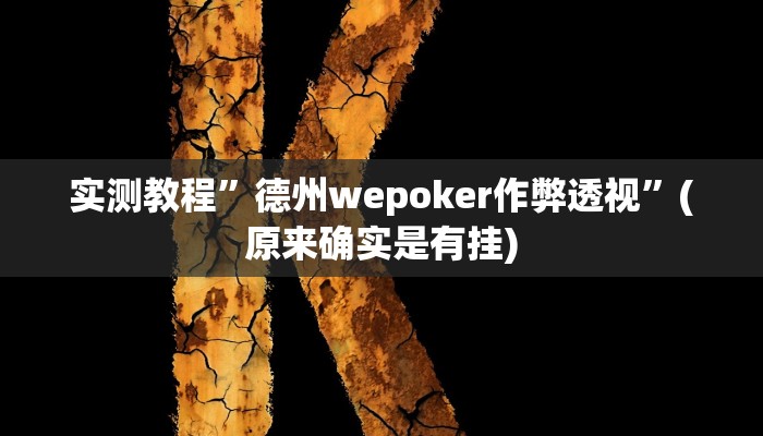 实测教程”德州wepoker作弊透视”(原来确实是有挂)