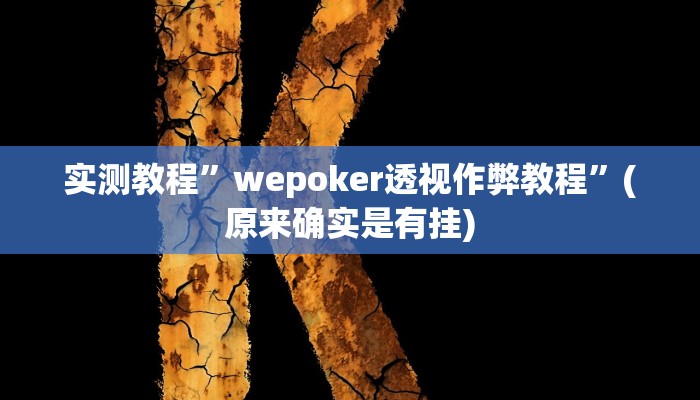 实测教程”wepoker透视作弊教程”(原来确实是有挂)