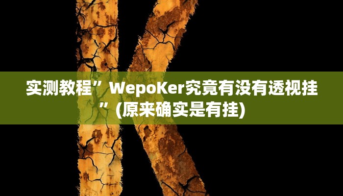 实测教程”WepoKer究竟有没有透视挂”(原来确实是有挂)