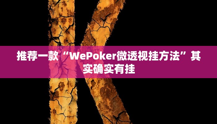 推荐一款“WePoker微透视挂方法”其实确实有挂