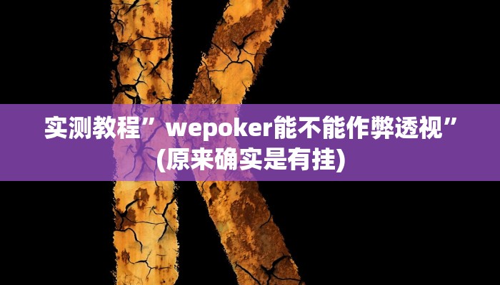 教程辅助!“德州WepoKer开挂透视教程”其实确实有挂