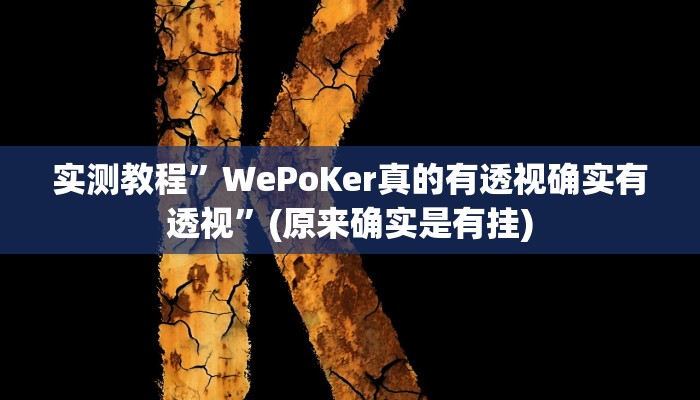 实测教程”HHpoker有没有辅助透视挂”(原来确实是有挂)
