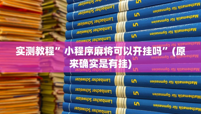 实测教程”小程序麻将可以开挂吗”(原来确实是有挂)