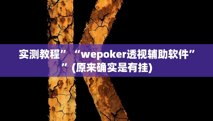 实测教程”“wepoker透视辅助软件””(原来确实是有挂)